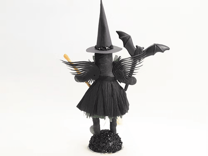 Winged Witch Figure | Vintage by Crystal Spun Cotton Ornament - Bon Ton goods