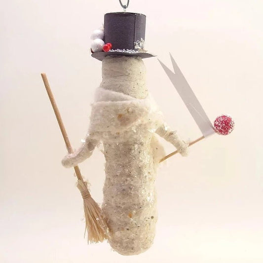 Winking Snowman Ornament - Vintage Inspired Spun Cotton - Bon Ton goods