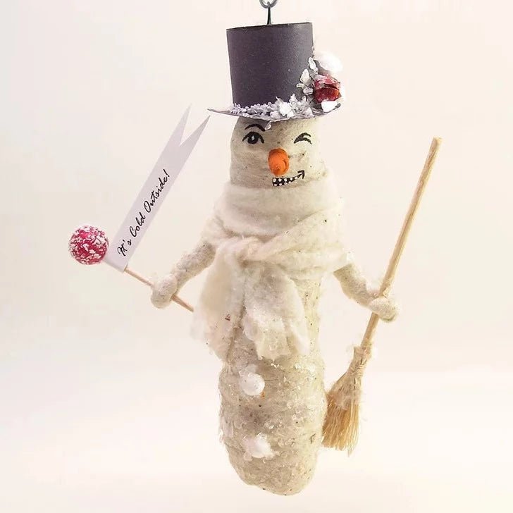 Winking Snowman Ornament - Vintage Inspired Spun Cotton | Vintage by Crystal Spun Cotton Ornament - Bon Ton goods