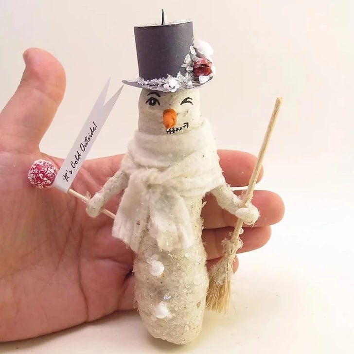 Winking Snowman Ornament - Vintage Inspired Spun Cotton | Vintage by Crystal Spun Cotton Ornament - Bon Ton goods