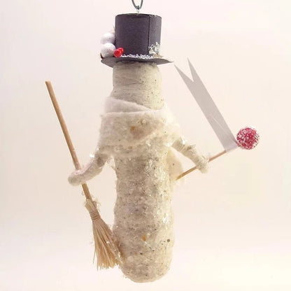 Winking Snowman Ornament - Vintage Inspired Spun Cotton | Vintage by Crystal Spun Cotton Ornament - Bon Ton goods