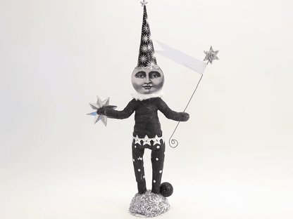 Wishing Moon Figure | Vintage by Crystal Spun Cotton Ornament - Bon Ton goods
