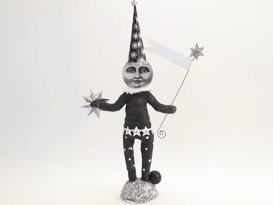 Wishing Moon Figure | Vintage by Crystal Spun Cotton Ornament - Bon Ton goods