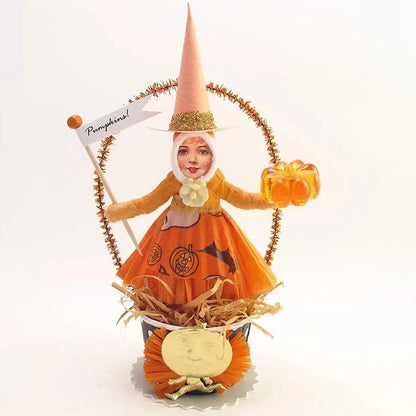 Witch Cup Figure - Vintage Inspired Spun Cotton | Vintage by Crystal Spun Cotton Ornament - Bon Ton goods