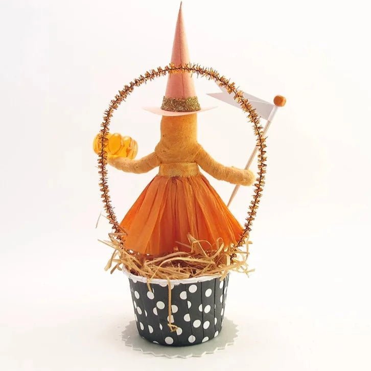 Witch Cup Figure - Vintage Inspired Spun Cotton | Vintage by Crystal Spun Cotton Ornament - Bon Ton goods