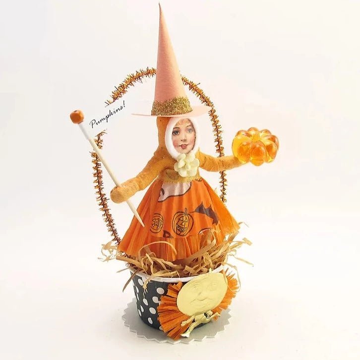 Witch Cup Figure - Vintage Inspired Spun Cotton | Vintage by Crystal Spun Cotton Ornament - Bon Ton goods