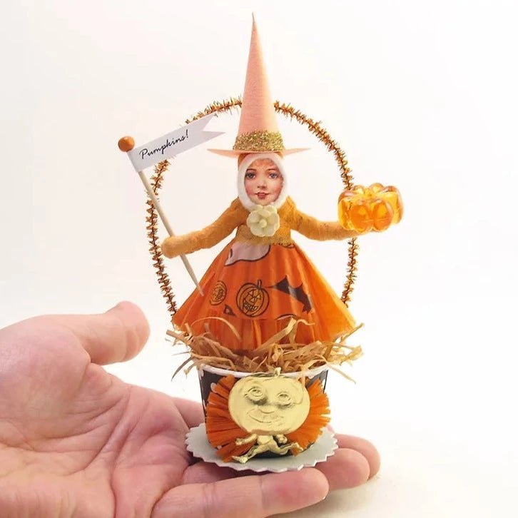 Witch Cup Figure - Vintage Inspired Spun Cotton | Vintage by Crystal Spun Cotton Ornament - Bon Ton goods