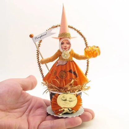 Witch Cup Figure - Vintage Inspired Spun Cotton | Vintage by Crystal Spun Cotton Ornament - Bon Ton goods
