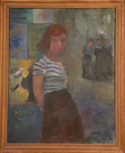 Woman and Sailors | Wilhelm N. Berglund, Oil on Canvas, c. 1920s–30s - Bon Ton goods