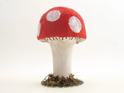 Wood And Cotton Toadstool Mushroom: Medium - Vintage Inspired Spun Cotton | Vintage by Crystal Spun Cotton Ornament - Bon Ton goods