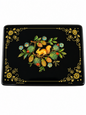 French hand-painted lacquered wooden squirrel jewelry box with floral and pinecone decoration