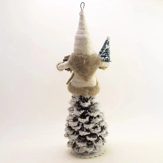 Woodland Pinecone Santa Figure - Vintage Inspired Spun Cotton - Bon Ton goods