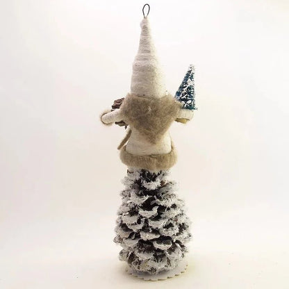 Woodland Pinecone Santa Figure - Vintage Inspired Spun Cotton | Vintage by Crystal Spun Cotton Ornament - Bon Ton goods