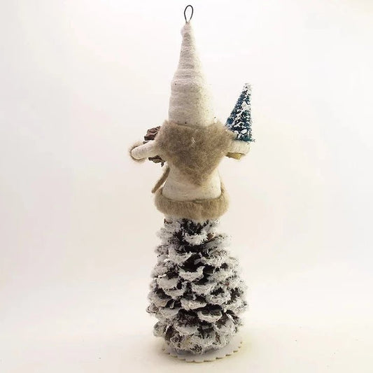 Woodland Pinecone Santa Figure - Vintage Inspired Spun Cotton | Vintage by Crystal Spun Cotton Ornament - Bon Ton goods