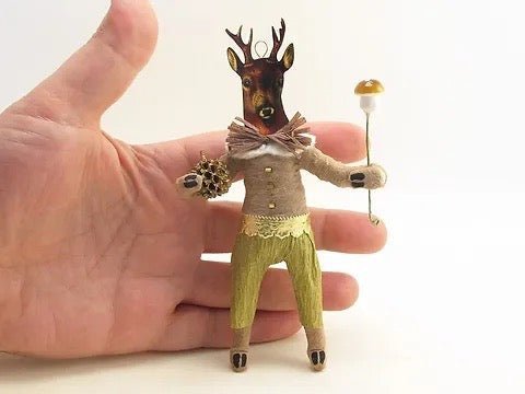 Woodland Stag - Vintage Inspired Spun Cotton | Vintage by Crystal Spun Cotton Ornament - Bon Ton goods