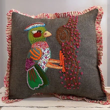 Load image into Gallery viewer, Woodpecker Embroidered Cushion - Bon Ton goods
