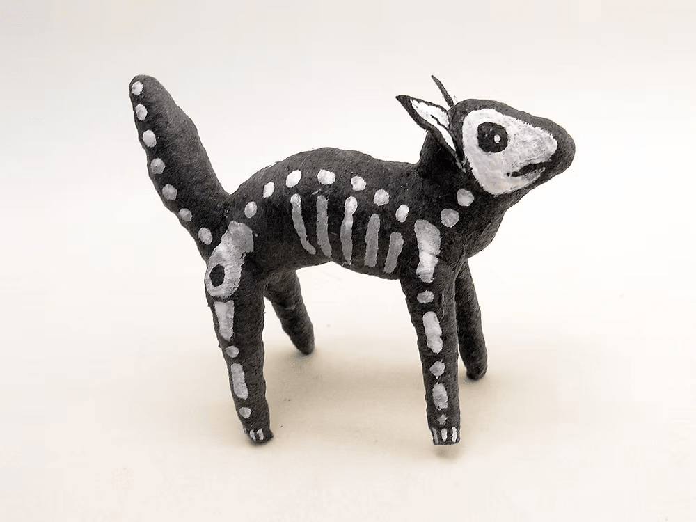 X-Ray Skeleton Cat Ornament/Figure | Vintage by Crystal Spun Cotton Ornament - Bon Ton goods
