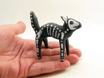 X-Ray Skeleton Cat Ornament/Figure | Vintage by Crystal Spun Cotton Ornament - Bon Ton goods