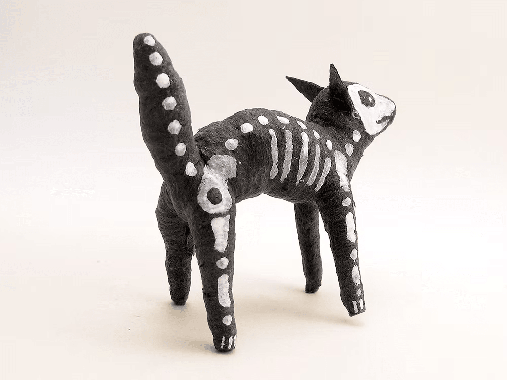X-Ray Skeleton Cat Ornament/Figure | Vintage by Crystal Spun Cotton Ornament - Bon Ton goods