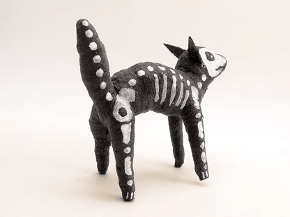 X-Ray Skeleton Cat Ornament/Figure | Vintage by Crystal Spun Cotton Ornament - Bon Ton goods