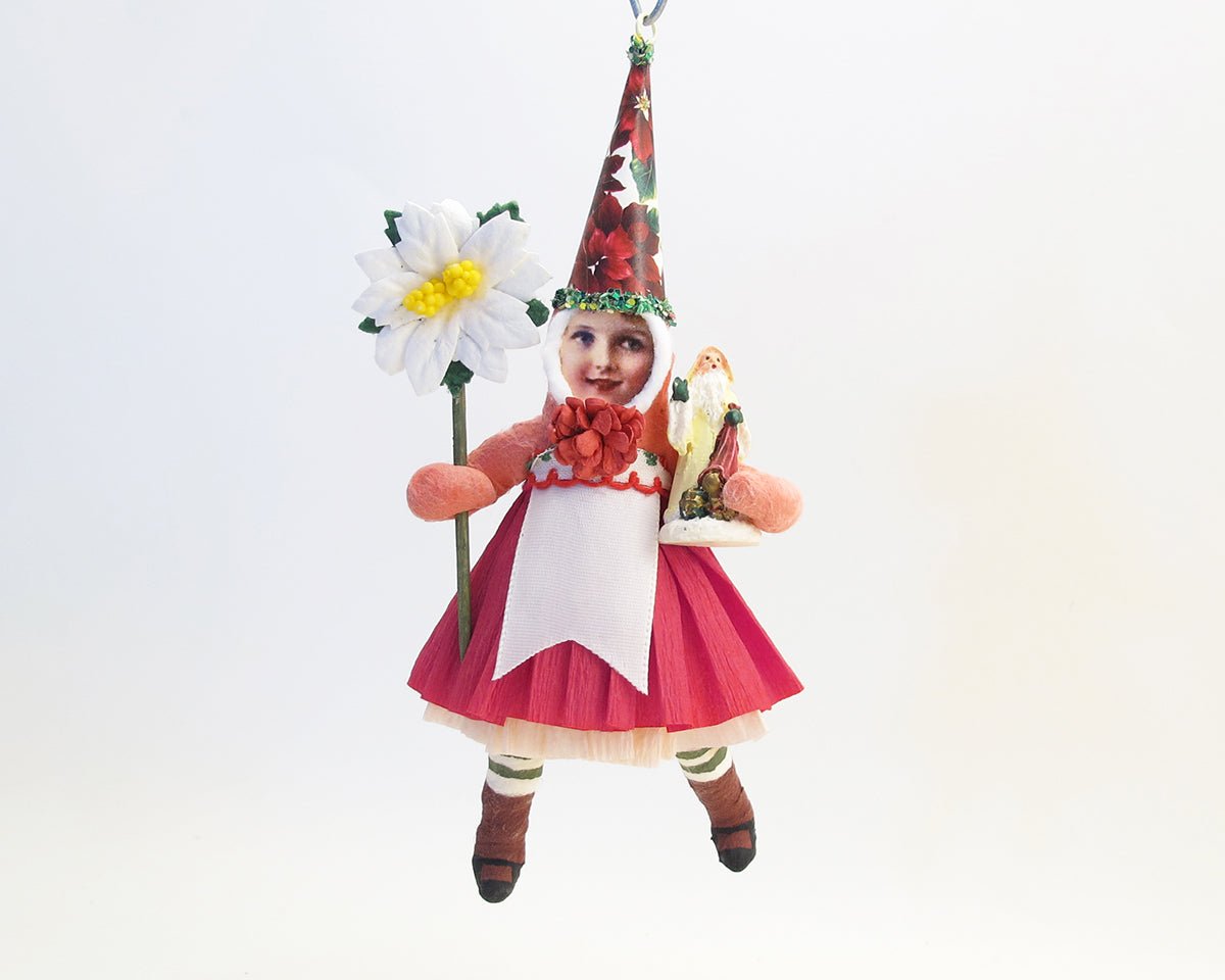 Xmas Bloom Girl Ornament | Vintage by Crystal Spun Cotton Ornament - Bon Ton goods