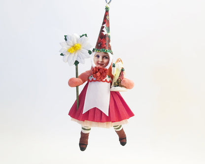 Xmas Bloom Girl Ornament | Vintage by Crystal Spun Cotton Ornament - Bon Ton goods