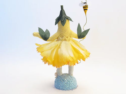 Yellow Bee Petal Girl | Vintage by Crystal Spun Cotton Ornament - Bon Ton goods