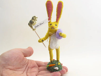 Yellow Easter Bunny Figure - Vintage by Crystal | Vintage by Crystal Spun Cotton Ornament - Bon Ton goods