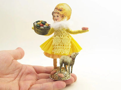 Yellow Easter Fan Girl Figure - Vintage by Crystal - Bon Ton goods