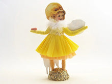 Load image into Gallery viewer, Yellow Easter Fan Girl Figure - Vintage by Crystal - Bon Ton goods

