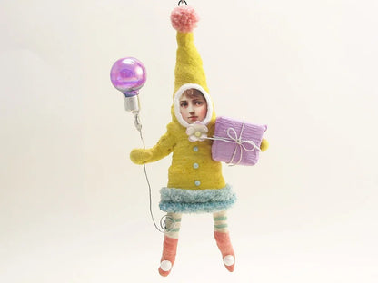 Yellow Elf Child - Vintage Inspired Spun Cotton | Vintage by Crystal Spun Cotton Ornament - Bon Ton goods