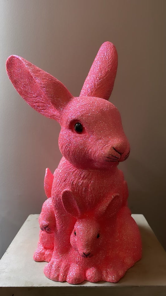 Peachy Pink Glitter, Mother Bunny with Kit - Ino Schaller