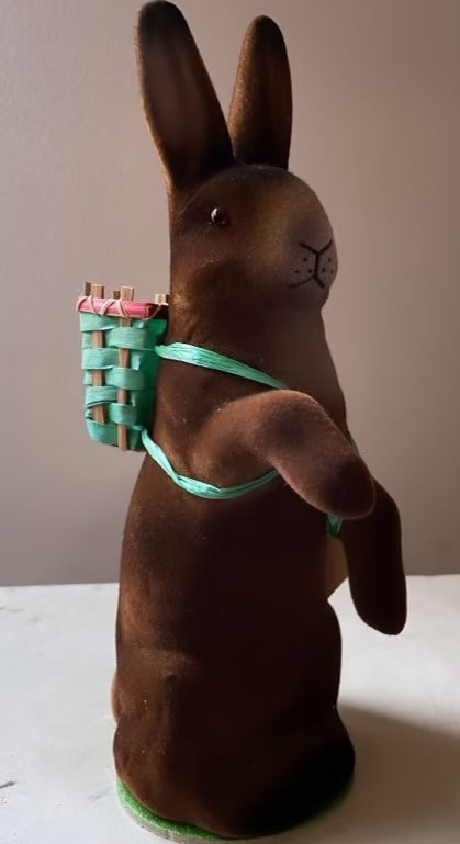 Brown Velvet Bunny with Basket - Ino Schaller