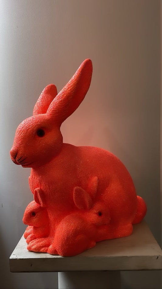 Hot Orange/Pink Glitter Mother Bunny with Kit - Ino Schaller