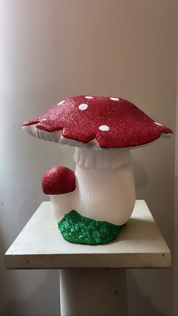 Giant Double Mushroom - Red Glitter