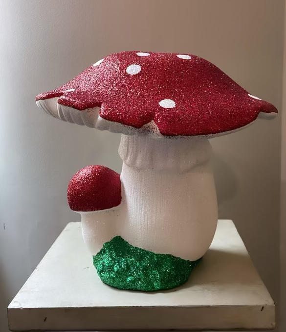 Giant Double Mushroom - Red Glitter