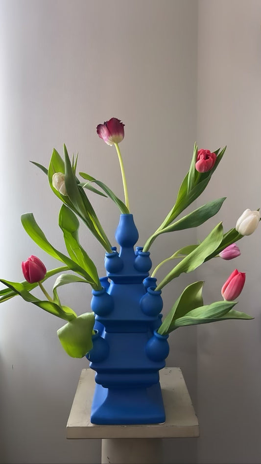 THREE TIER Tulip Vase Olympic Blue