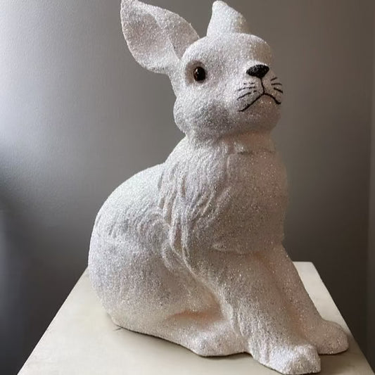Brilliant White Glitter Large Bunny Sitting - Ino Schaller