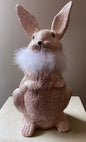 Off White Glitter with Boa Large Upright Bunny | Ino Schaller