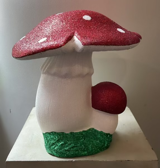 Giant Double Mushroom - Red Glitter
