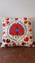 Load image into Gallery viewer, Vintage &quot;Suzani&quot; Kazakhstan Silk Embroidered Pillow
