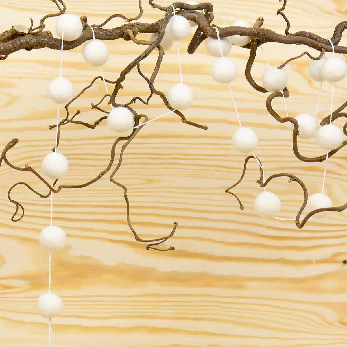 Felt Balls Garland, Red and White Polkadot | Christmas Ornament