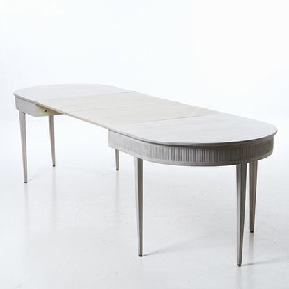 Swedish Gustavian Style Dining Table with Two Leaves and Six Chairs