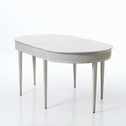 Swedish Gustavian Style Dining Table with Two Leaves and Six Chairs