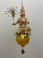 Santa on Glass Ball Ornament - Vintage Inspired Spun Cotton | Vintage by Crystal Spun Cotton Ornament