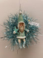 Santa on Wreath Ornament - Vintage Inspired Spun Cotton | Vintage by Crystal Spun Cotton Ornament