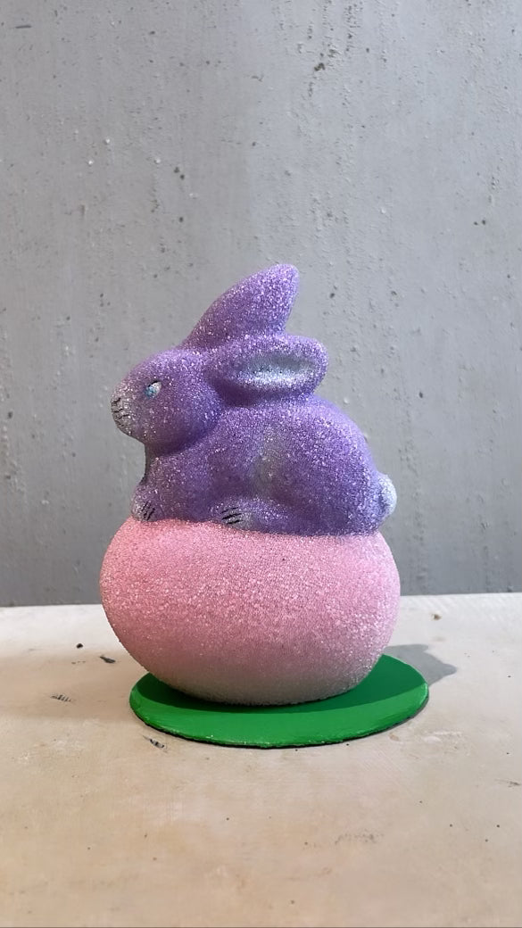 Lavender and Pink Bunny on Egg Beaded - Ino Schaller