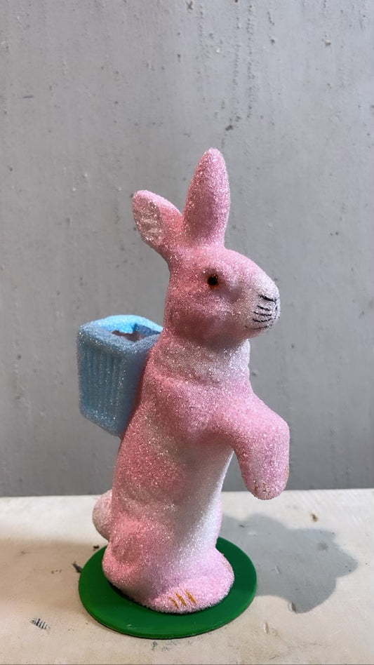 Light Pink Beaded, Bunny with Basket - Ino Schaller