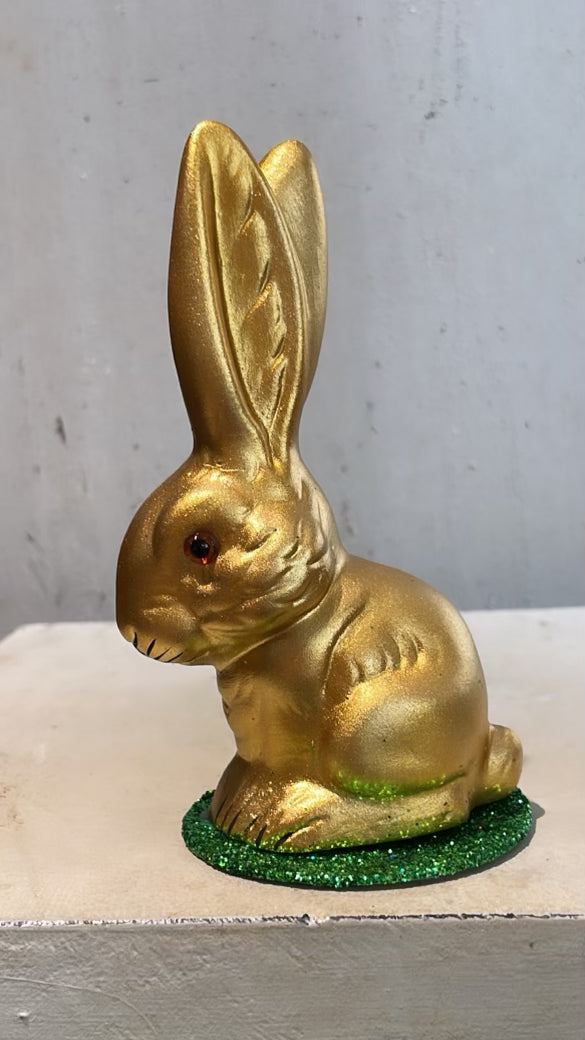 Gold Leaf Bunny Sitting with Long Ears - Ino Schaller