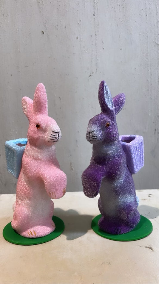 Light Pink Beaded, Bunny with Basket - Ino Schaller